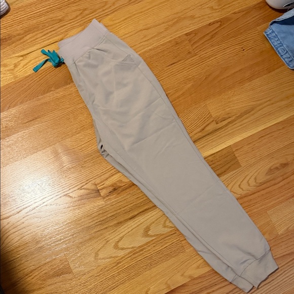 Figs Other - Beige Jogger Pants with Teal Drawstring